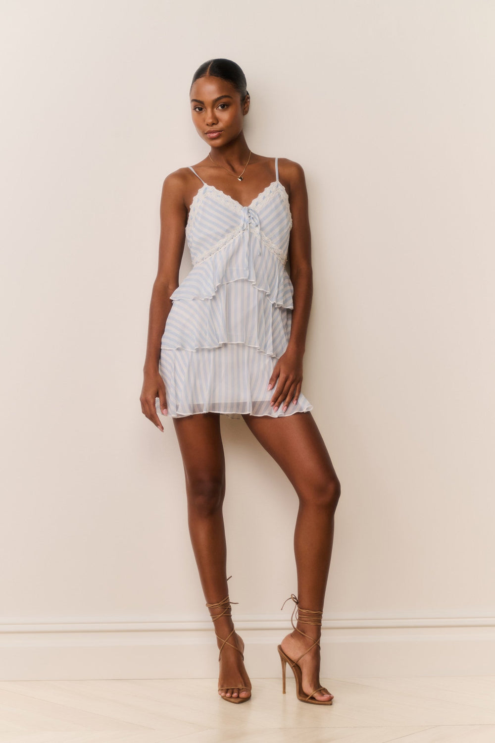 Marlia Striped Chiffon Mini Dress | Loveshackfancy for sale