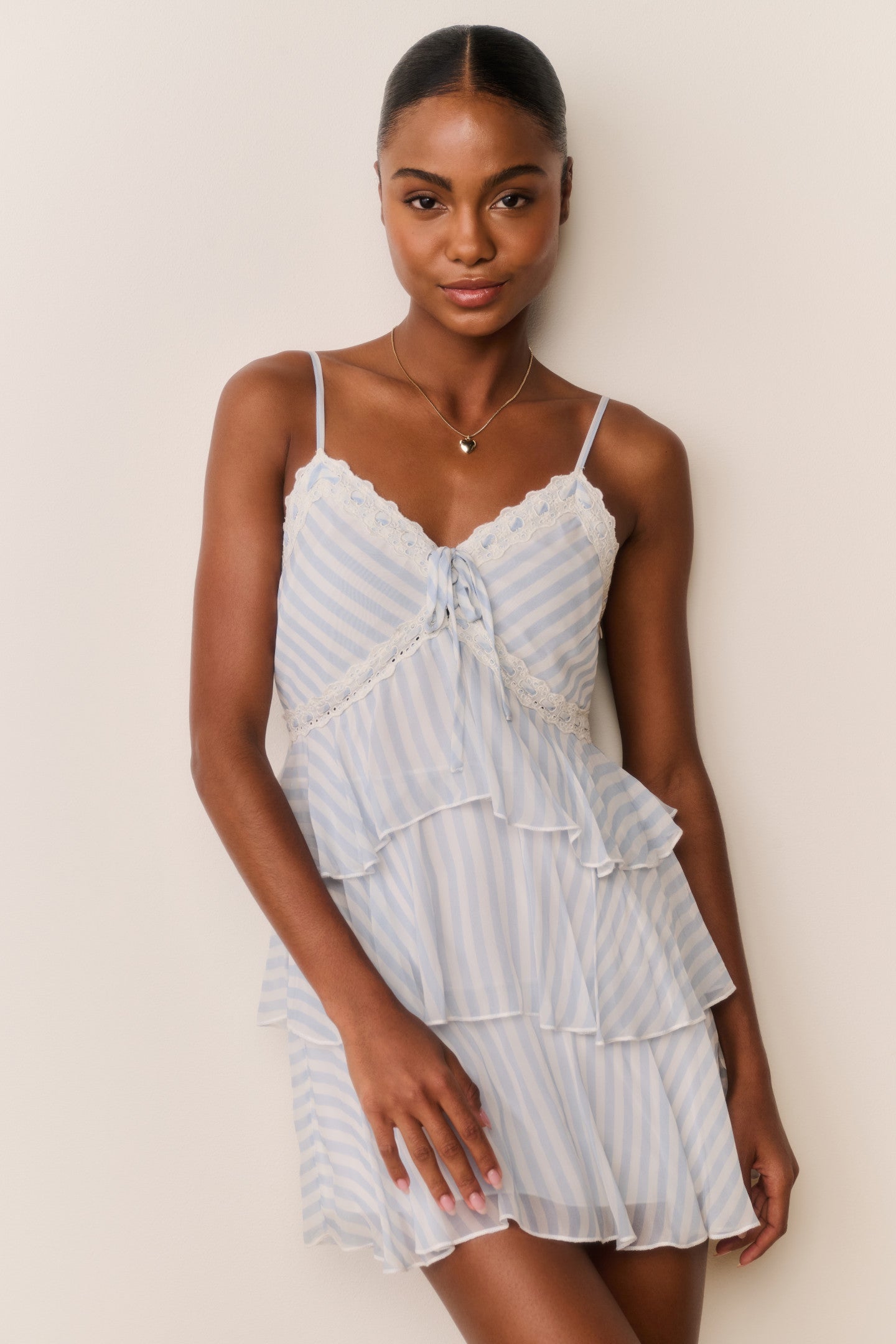 Marlia Striped Chiffon Mini Dress | Loveshackfancy for sale