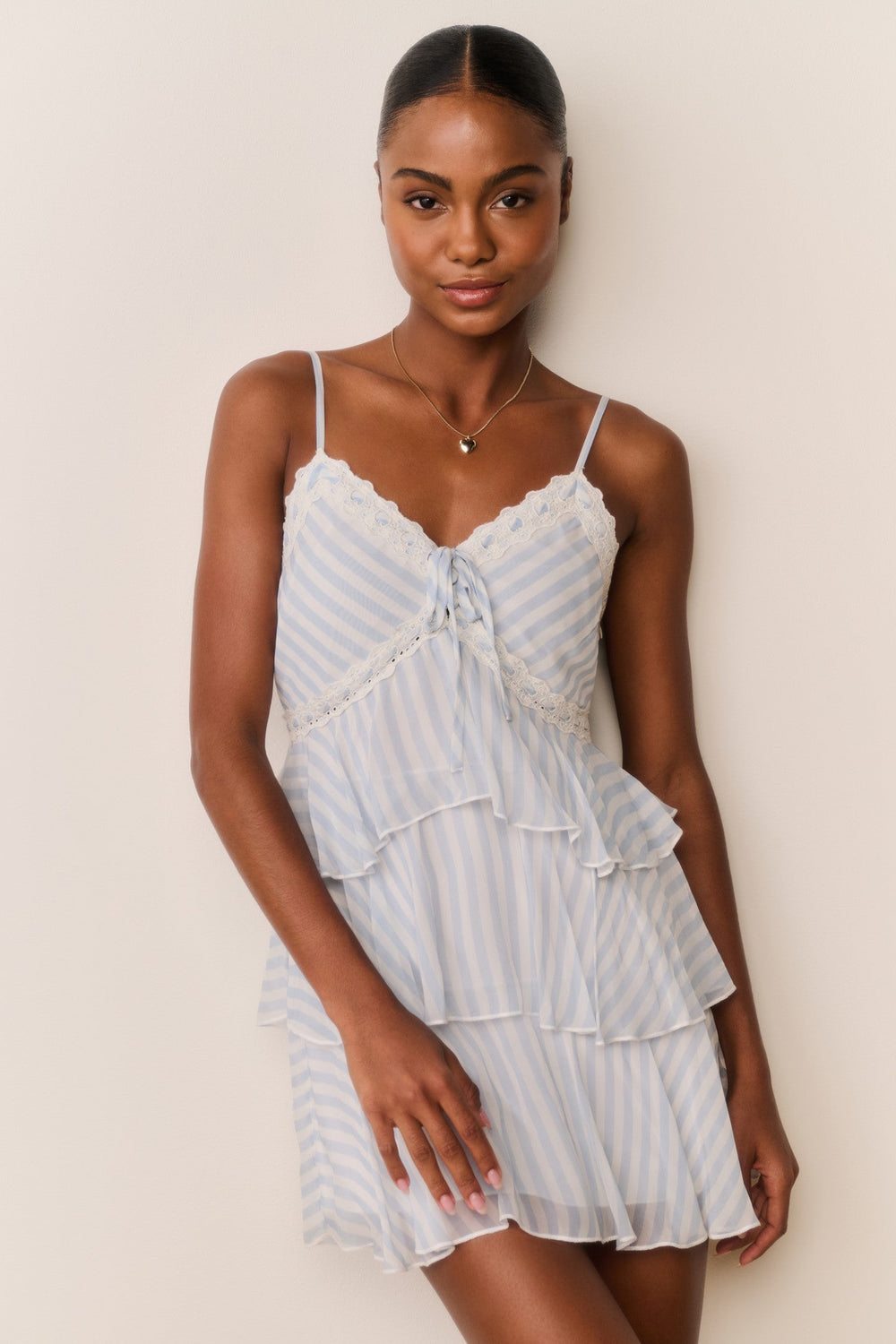 Marlia Striped Chiffon Mini Dress | Loveshackfancy for sale