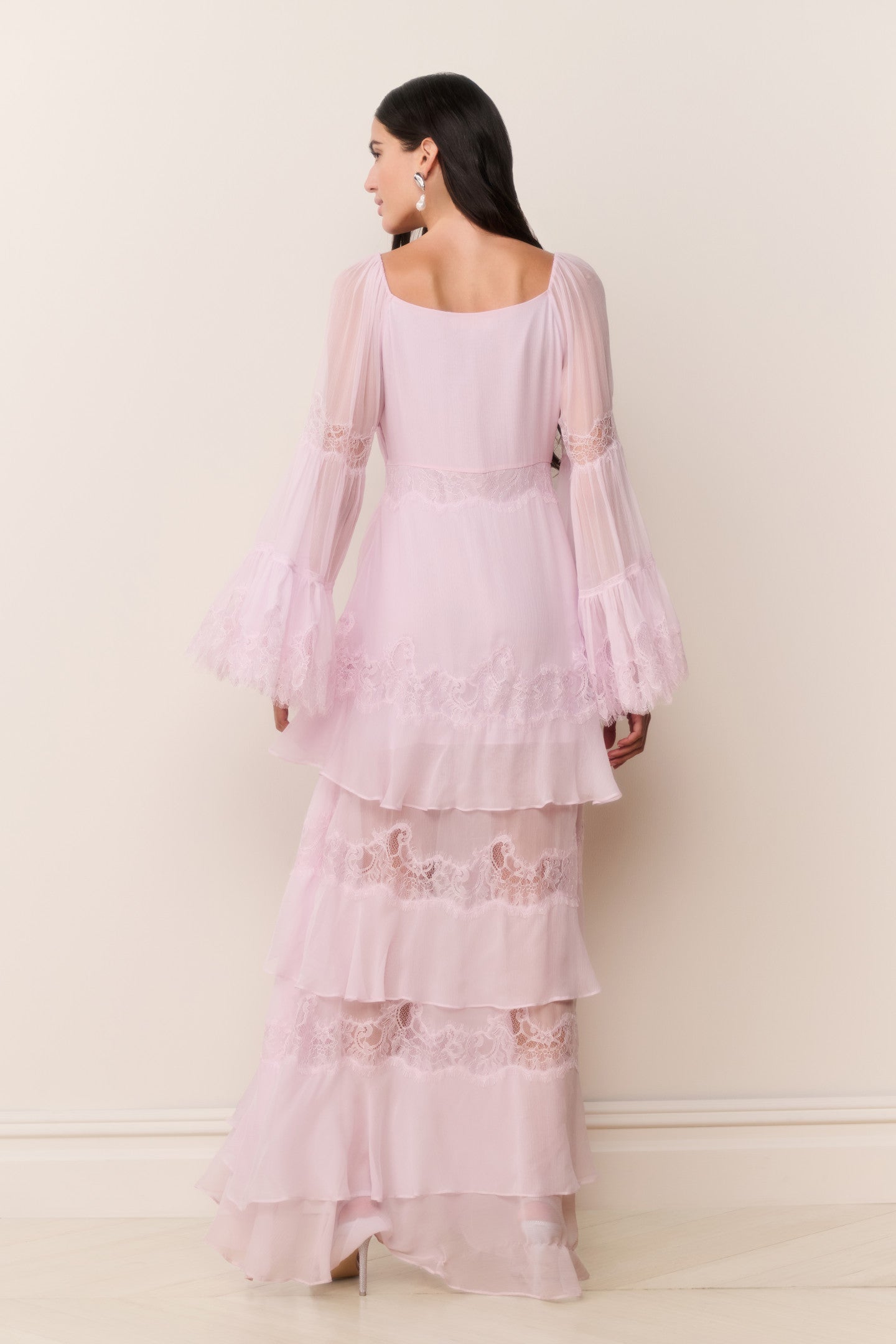 Devina Silk Chiffon Lace Maxi Dress | Loveshackfancy US