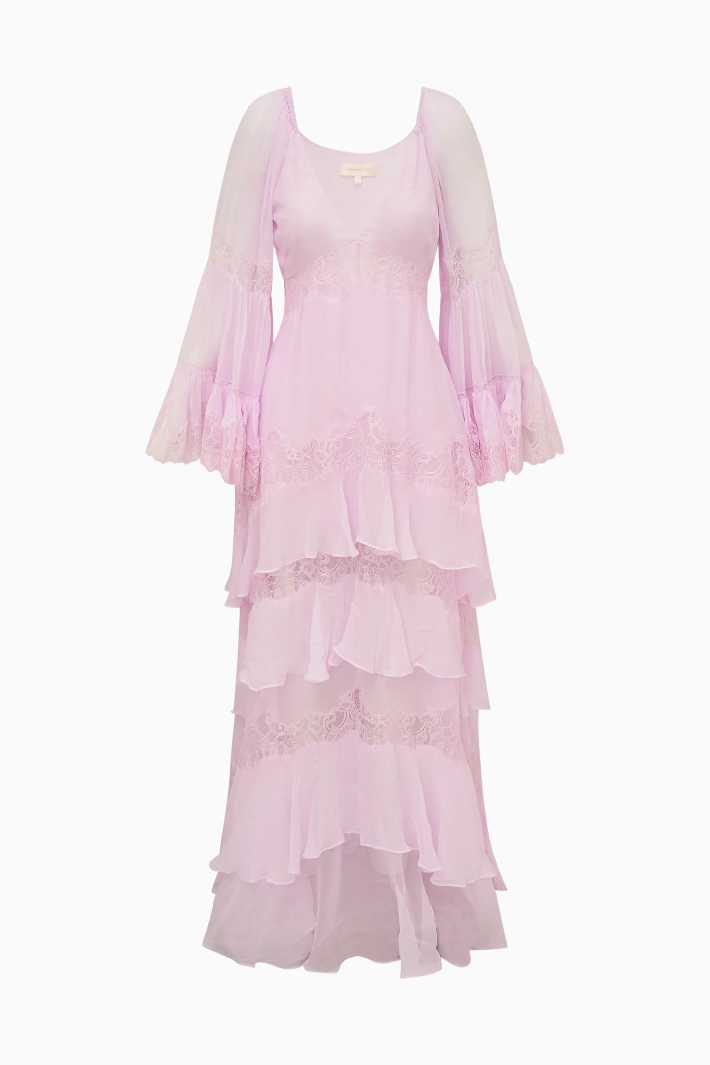 Devina Silk Chiffon Lace Maxi Dress | Loveshackfancy US