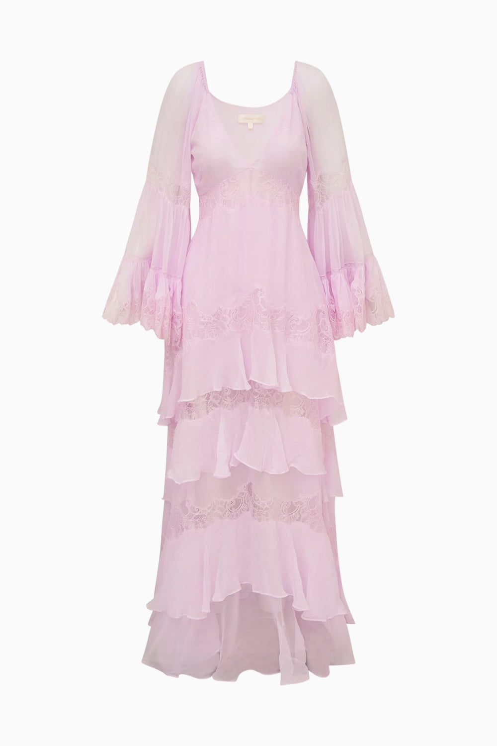 Devina Silk Chiffon Lace Maxi Dress | Loveshackfancy US