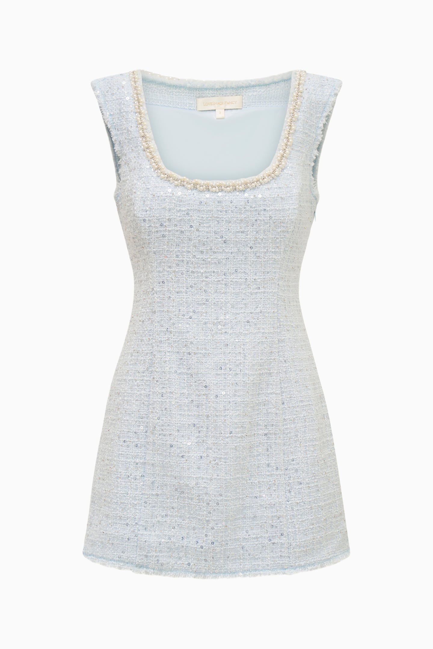 Adelaine Sequin Tweed Mini Dress | Loveshackfancy online