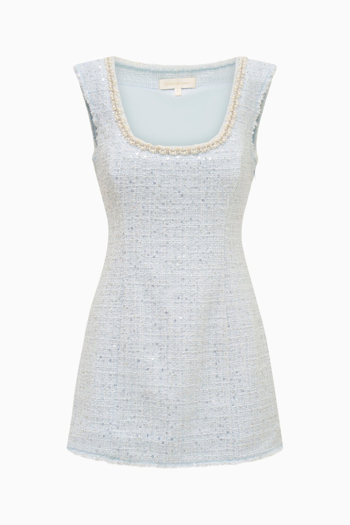 Adelaine Sequin Tweed Mini Dress | Loveshackfancy online