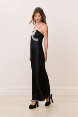 Isolie Lace Bow Crepe Maxi Dress | Loveshackfancy US