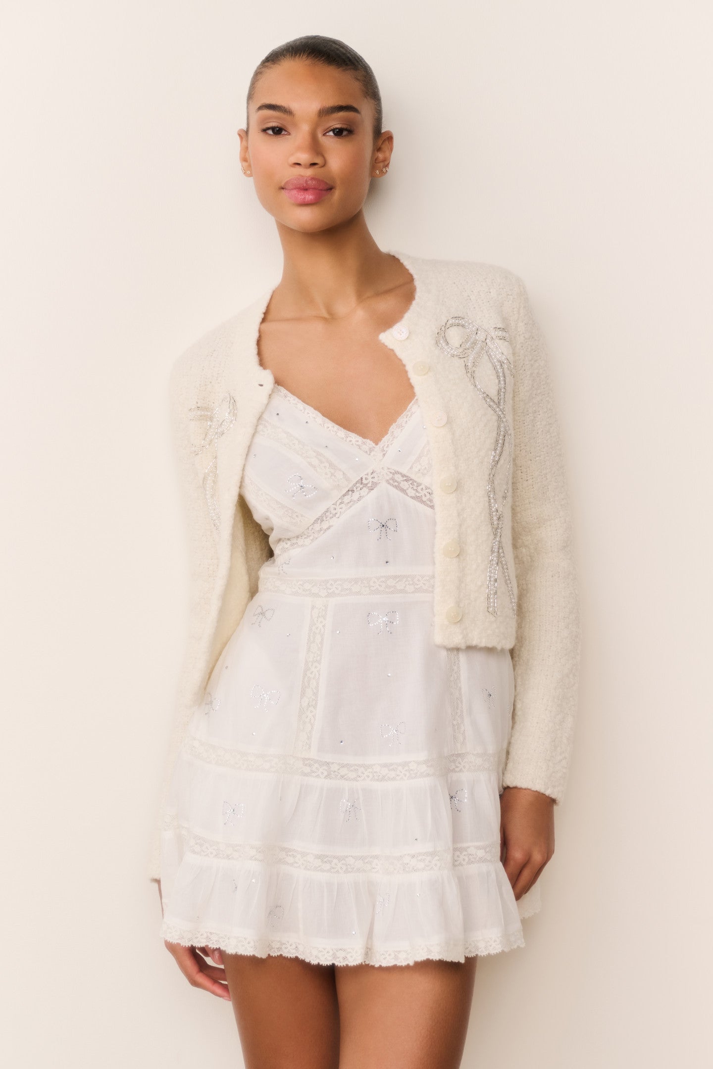 Solbina Crystal Bow Cotton Mini Dress | Loveshackfancy near me