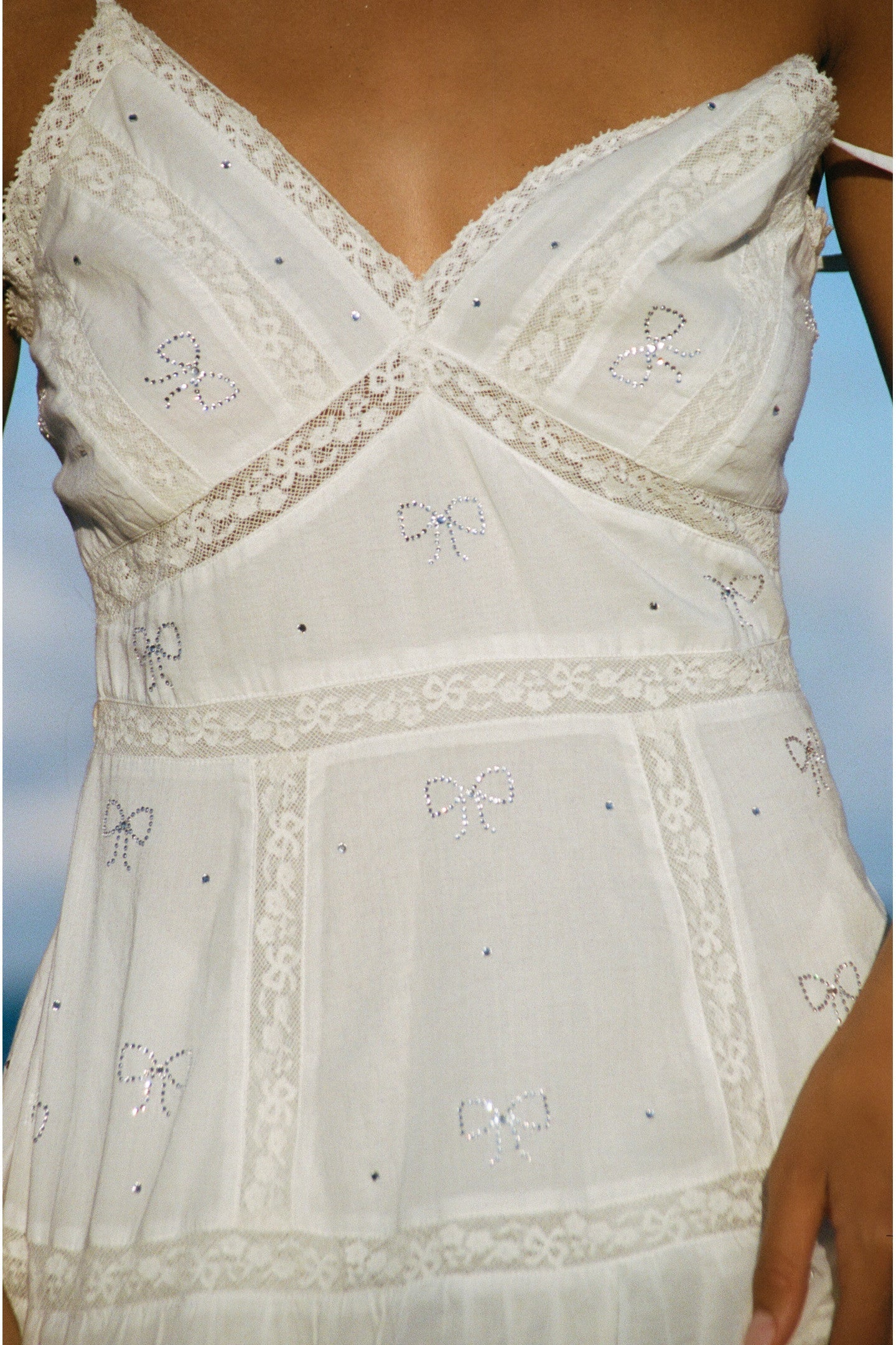Solbina Crystal Bow Cotton Mini Dress | Loveshackfancy near me