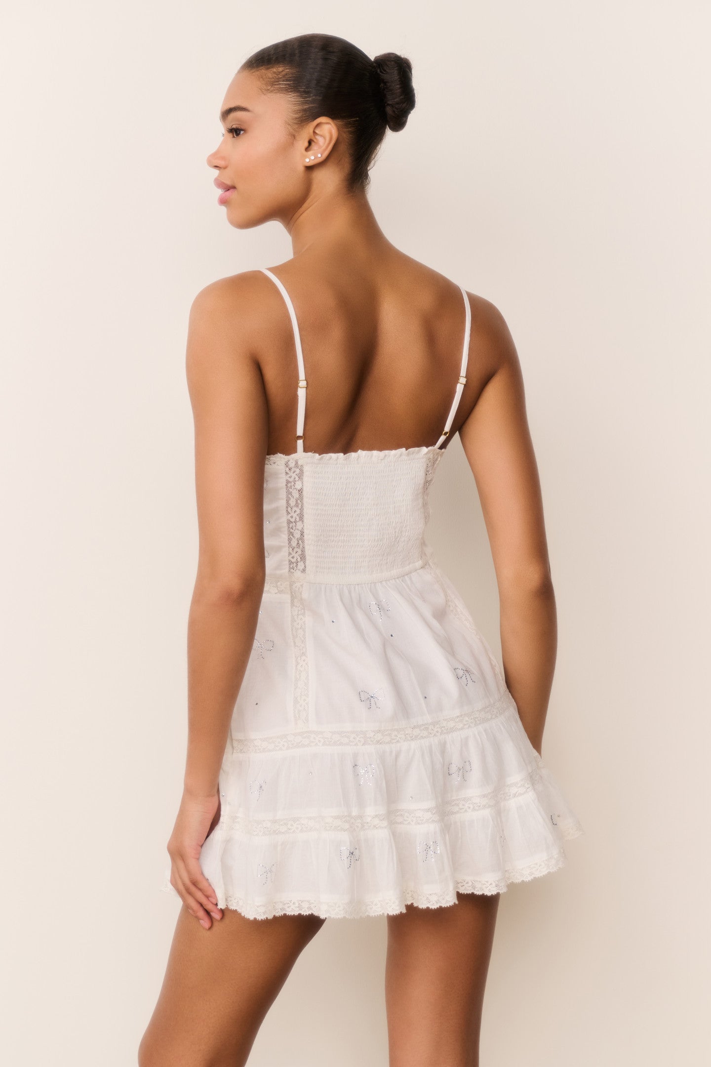 Solbina Crystal Bow Cotton Mini Dress | Loveshackfancy near me