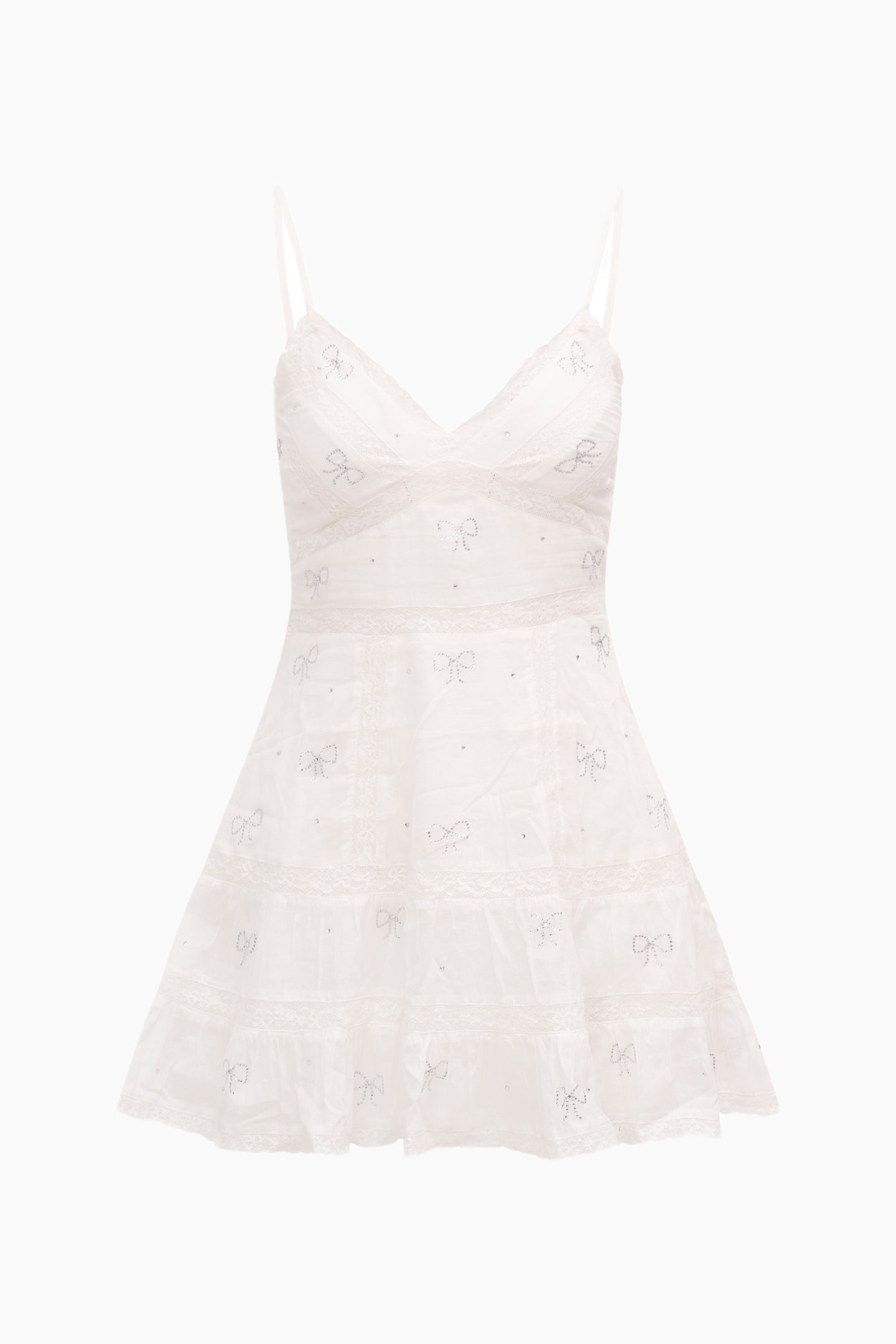 Solbina Crystal Bow Cotton Mini Dress | Loveshackfancy near me