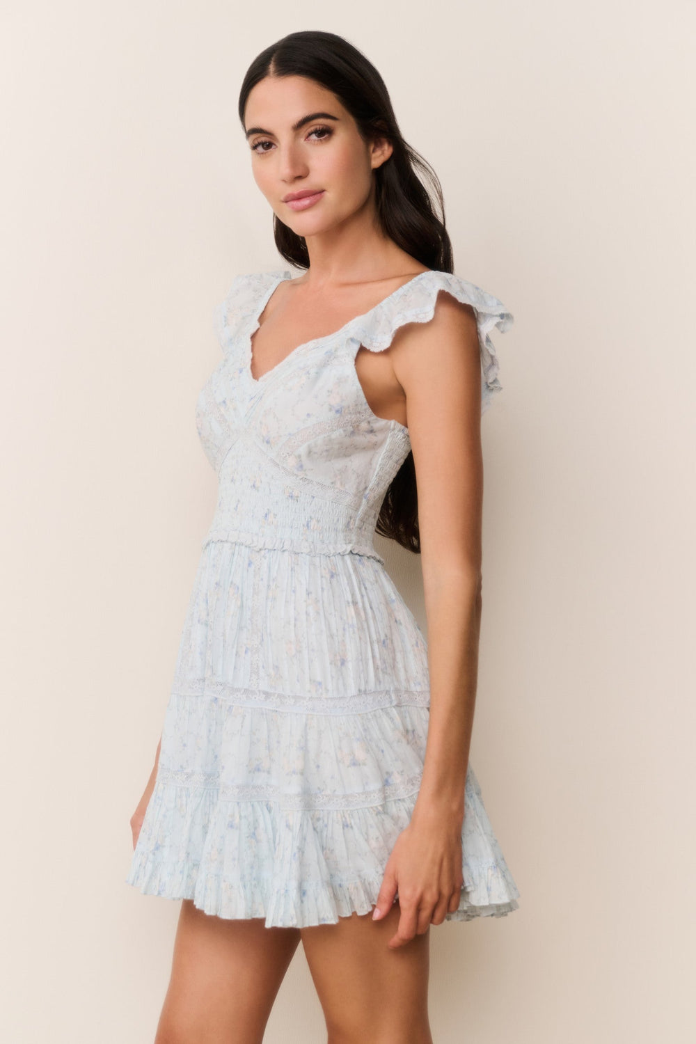 Presline Floral Wreath Print Mini Dress | Loveshackfancy discount