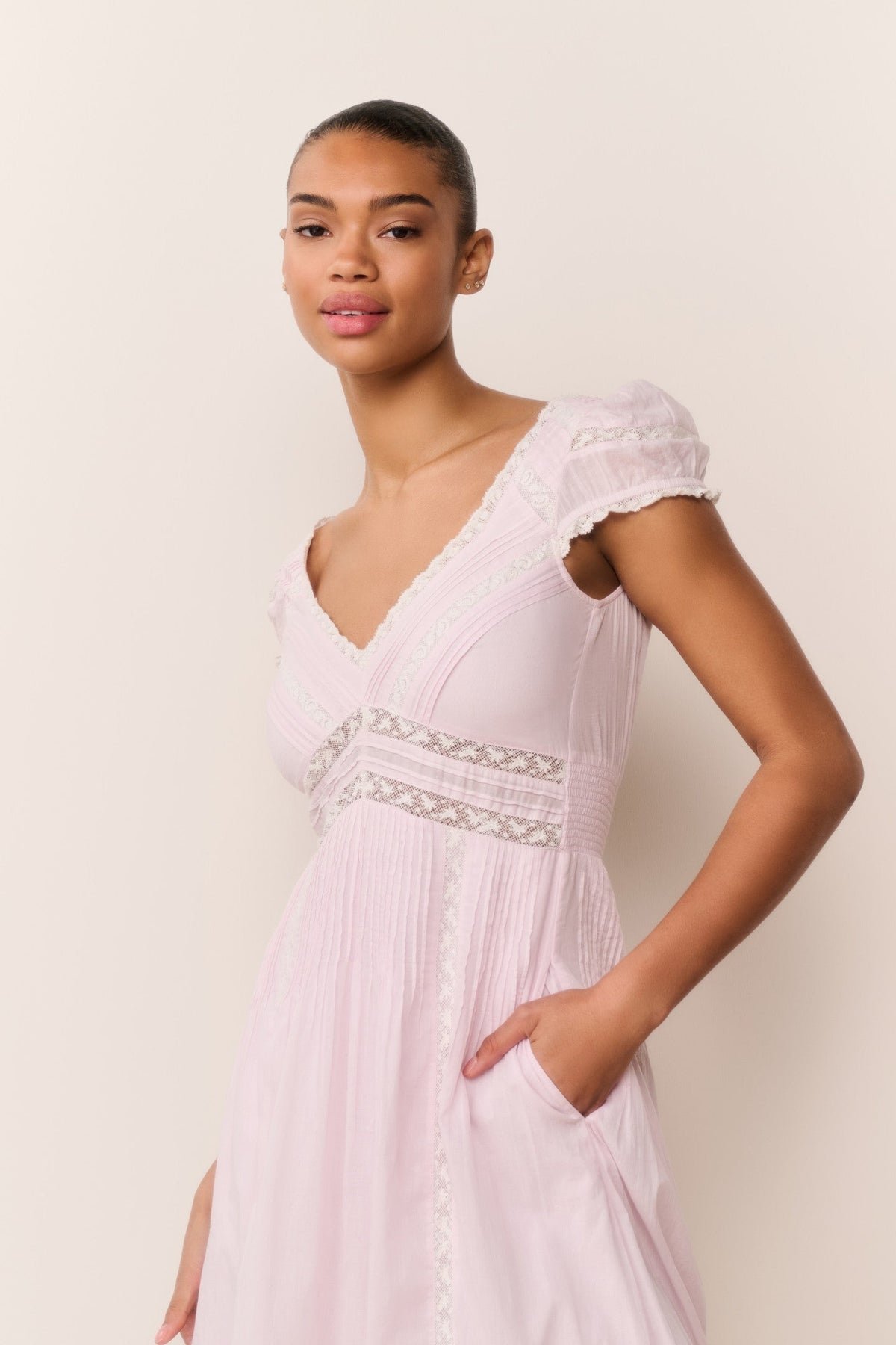 Suvi Pink Cotton Midi Dress | Loveshackfancy sale