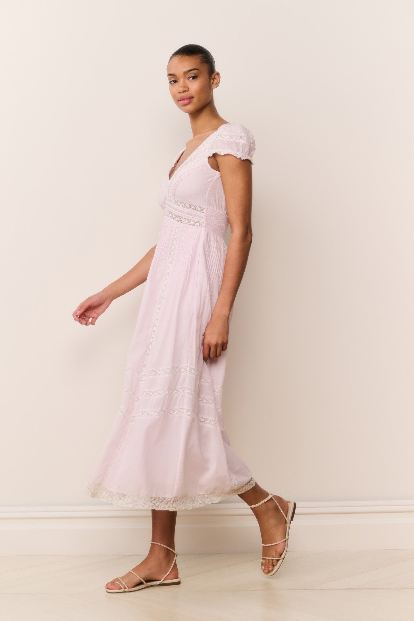 Suvi Pink Cotton Midi Dress | Loveshackfancy sale