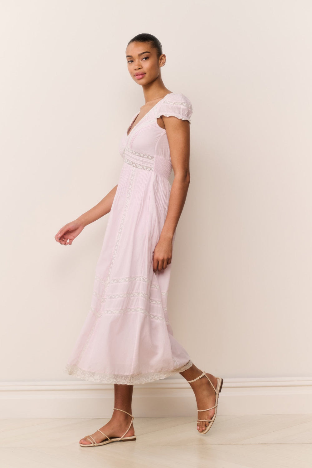 Suvi Pink Cotton Midi Dress | Loveshackfancy sale