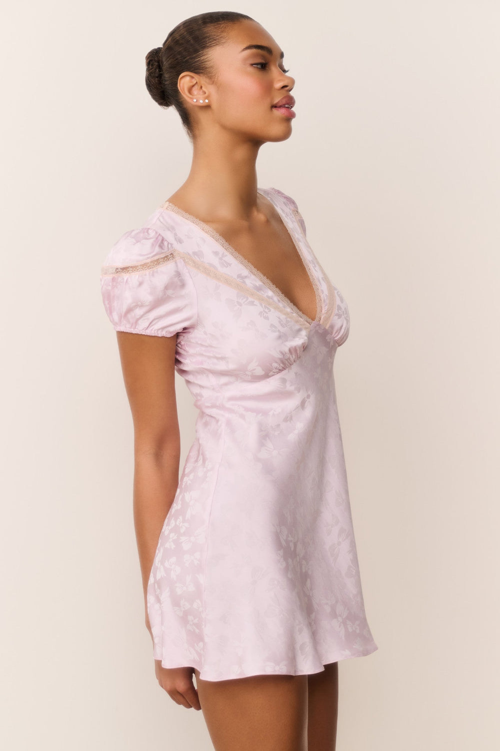 Sylara Silk-Blend Bow Jacquard Mini Dress | Loveshackfancy for sale