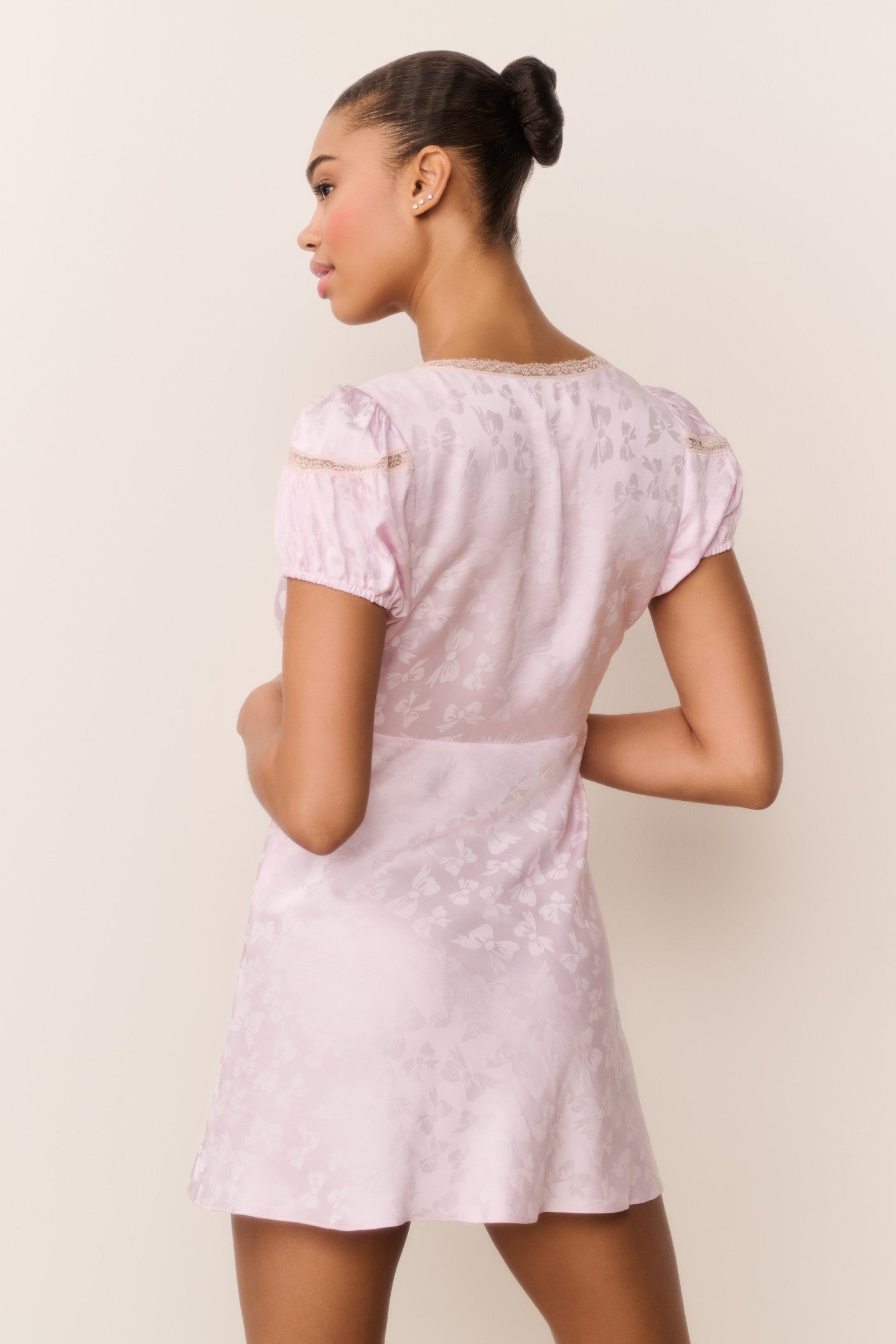 Sylara Silk-Blend Bow Jacquard Mini Dress | Loveshackfancy for sale