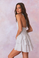 Deanna Polka Dot Halter Mini Dress | Loveshackfancy discount