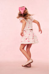Girls Billie Bow & Kiss Print Ruffle Skirt | Loveshackfancy online