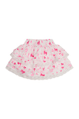 Girls Billie Bow & Kiss Print Ruffle Skirt | Loveshackfancy online