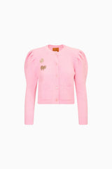 Le Lion Girls Puff Sleeve Laurita Bow Cardigan | Loveshackfancy for sale