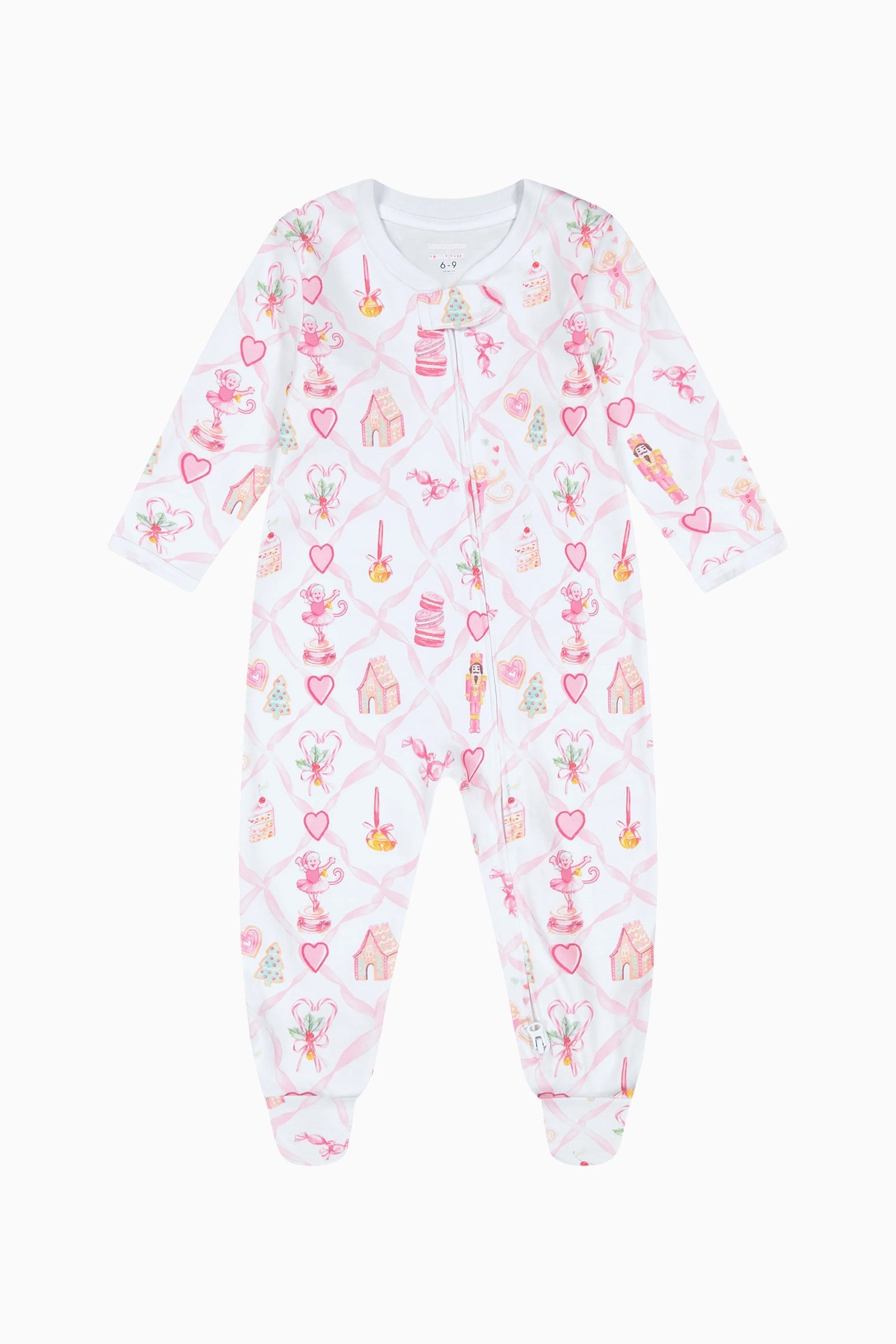 LoveShackFancy x Roller Rabbit Infant Sugarplum Lattice Zipper Footie | Loveshackfancy US