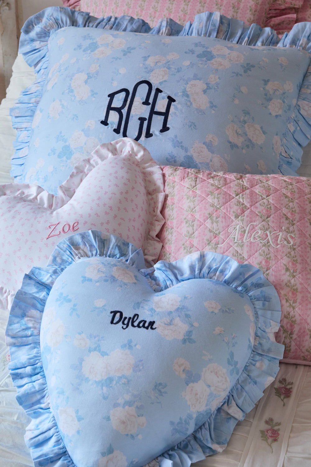 Boheme Ruffle Heart Pillow | Loveshackfancy near me
