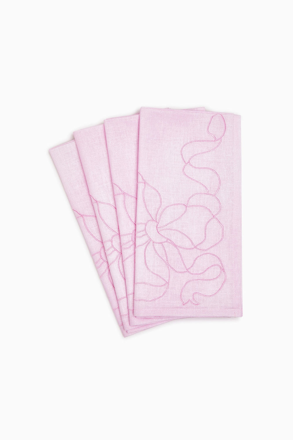 Embroidered Linen Bow Napkins - Set of 4 | Loveshackfancy for sale