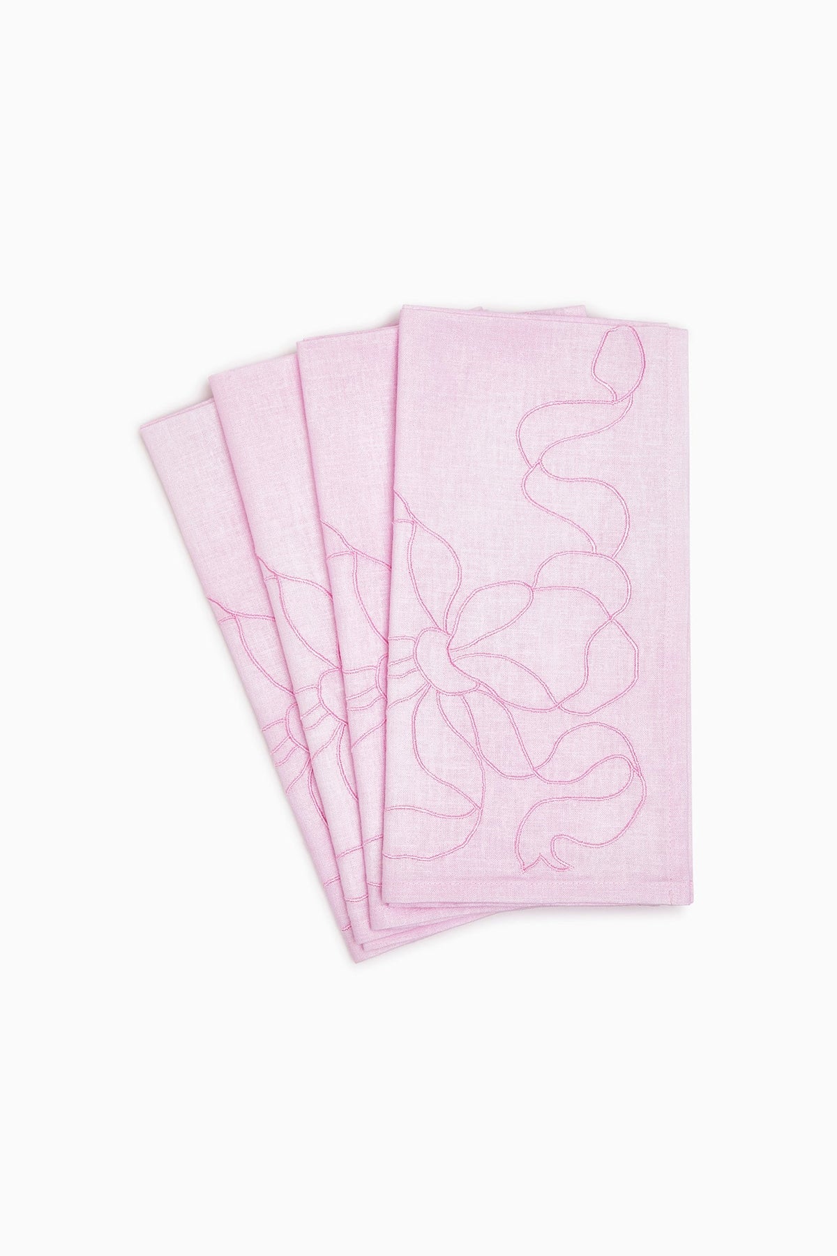 Embroidered Linen Bow Napkins - Set of 4 | Loveshackfancy for sale