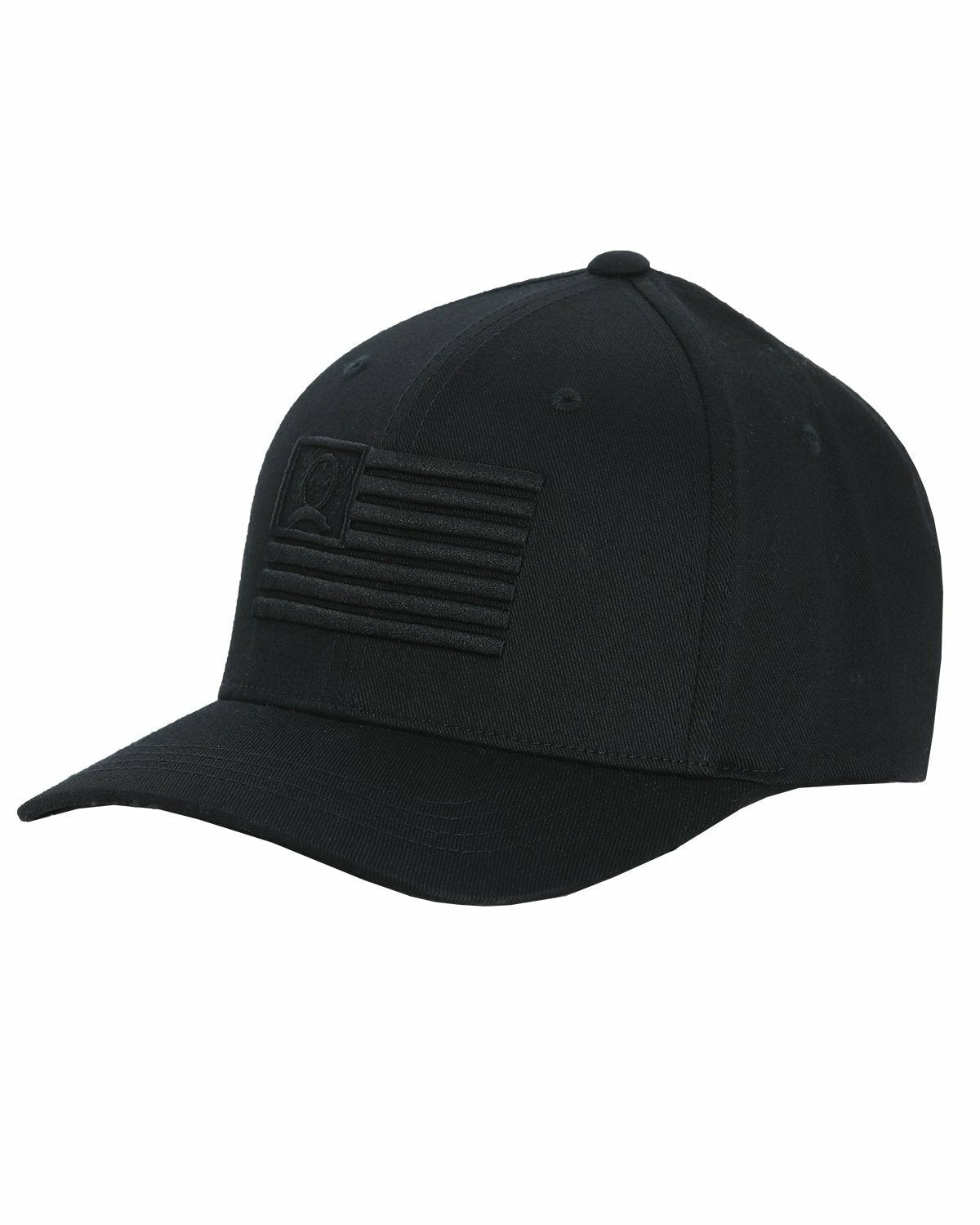 Cinch Fitted Flexfit Cap with American Flag - Black on Black