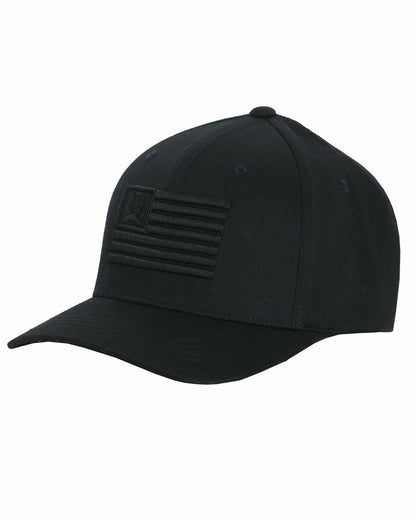 Cinch Fitted Flexfit Cap with American Flag - Black on Black