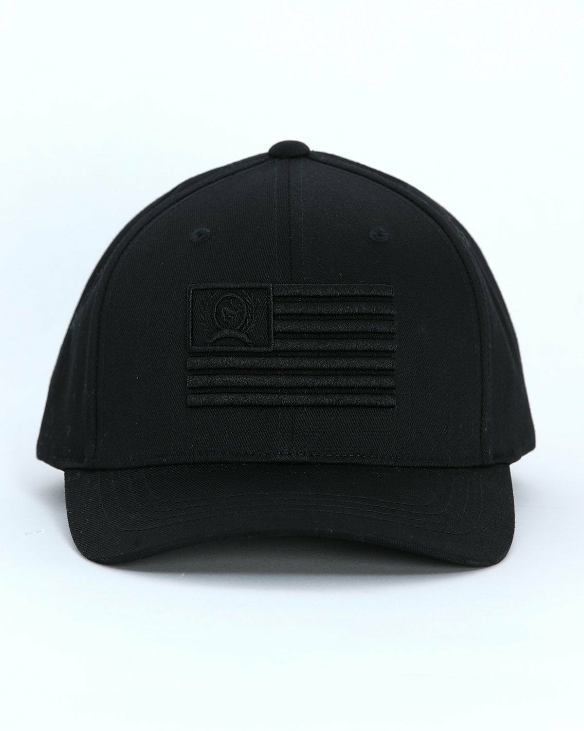Cinch Fitted Flexfit Cap with American Flag - Black on Black