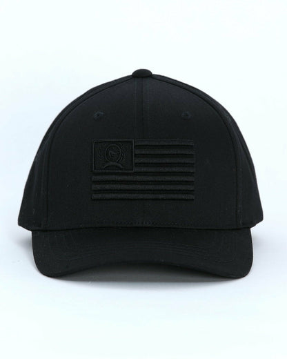 Cinch Fitted Flexfit Cap with American Flag - Black on Black