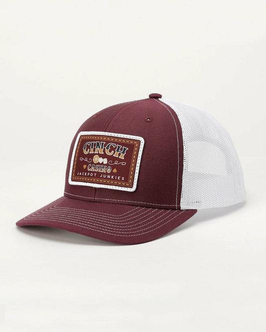 Cinch Jackpot Junkie Trucker Cap - Burgundy and White