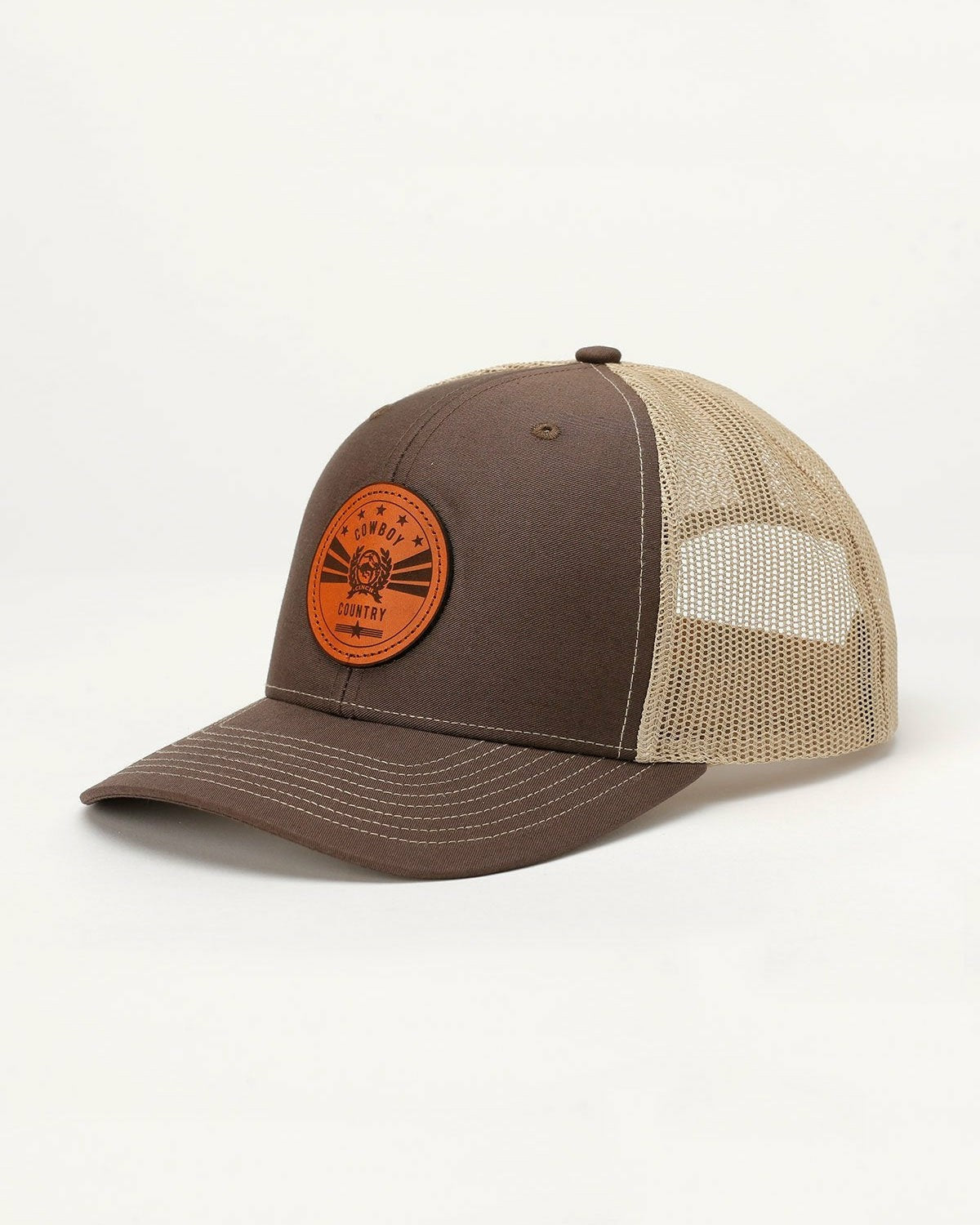Cinch Trucker Cap with Leather Patch - Brown and Tan