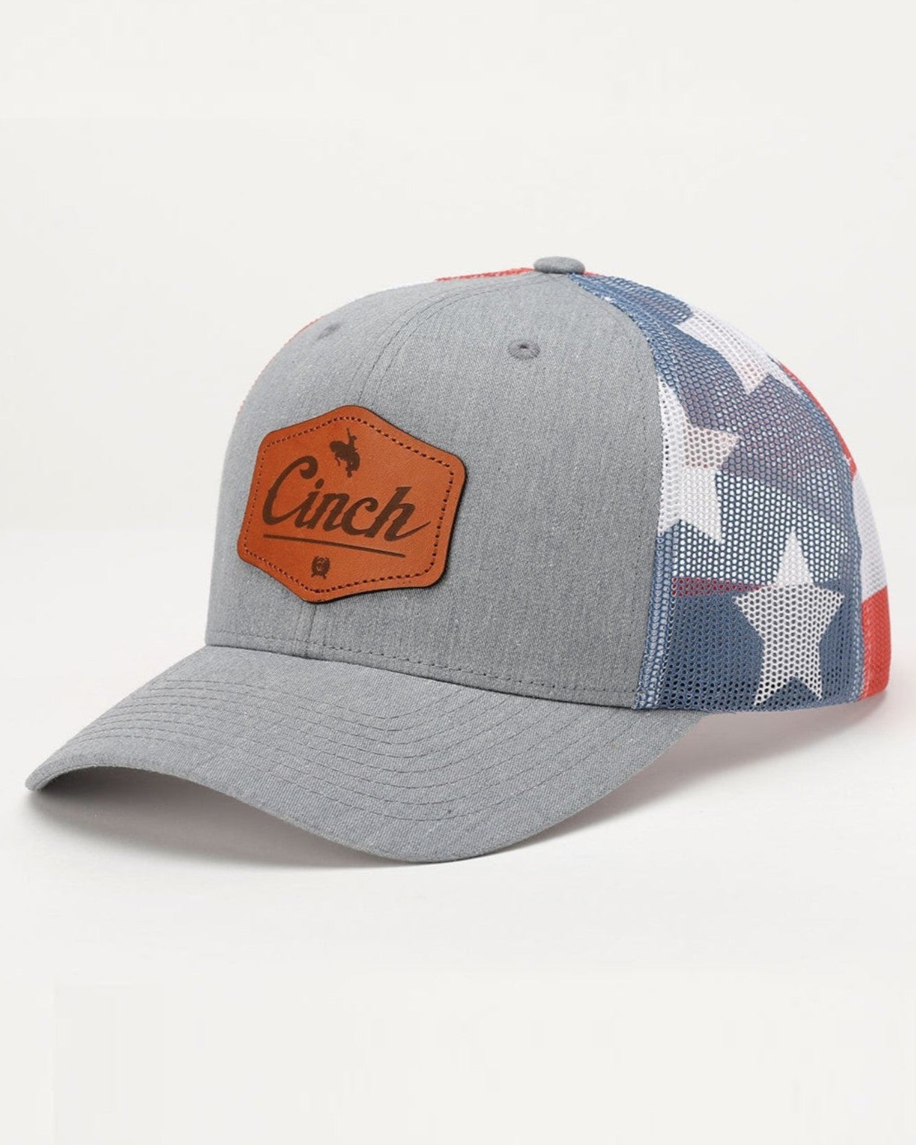Cinch Stars and Stripes Trucker Cap With Leather Patch - Red, White an