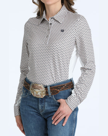 Cinch White Buttons, White Logo Embroidery