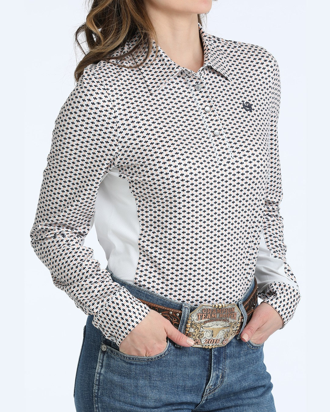 Cinch White Buttons, White Logo Embroidery