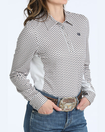 Cinch White Buttons, White Logo Embroidery