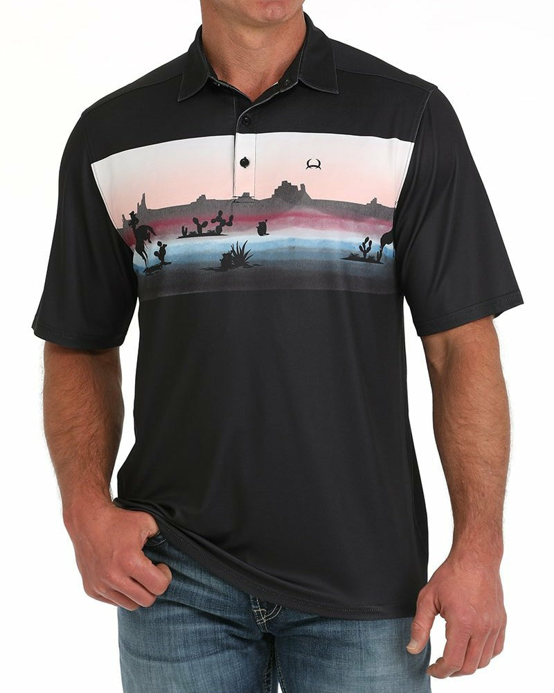 Cinch Border Print Polo