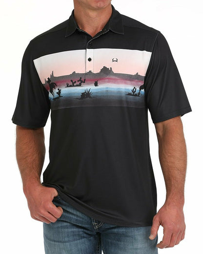 Cinch Border Print Polo