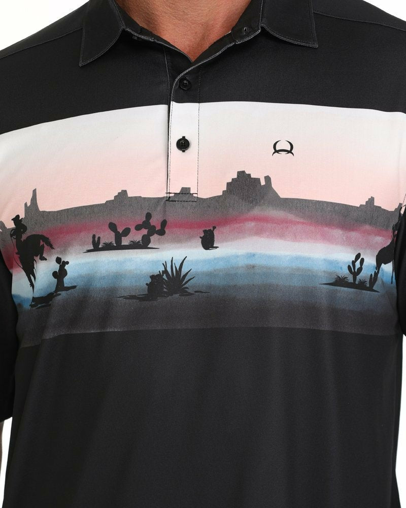 Cinch Border Print Polo