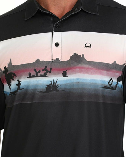 Cinch Border Print Polo