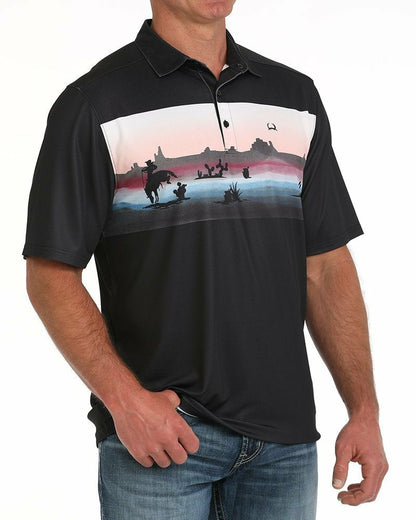 Cinch Border Print Polo